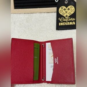 Hermes pink-red mini agenda/ card case Holder